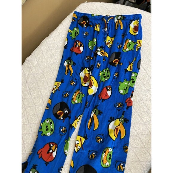 Angry Birds 2009 Black Graphic Print Shirt An Blue Pajama Pants Set Size L - Picture 11 of 16